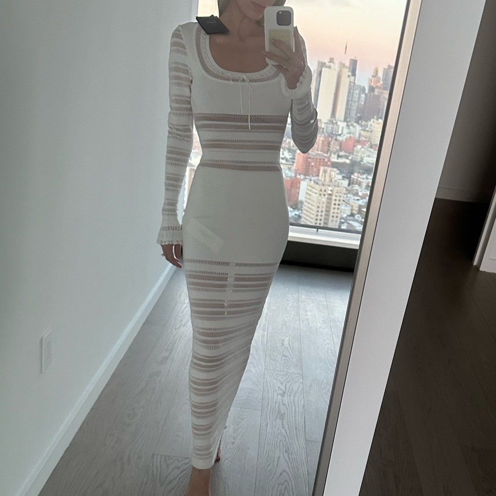 NWT Alaia White Jersey and Lace Paneled Maxi Dress FR38 - Picture 2 of 12